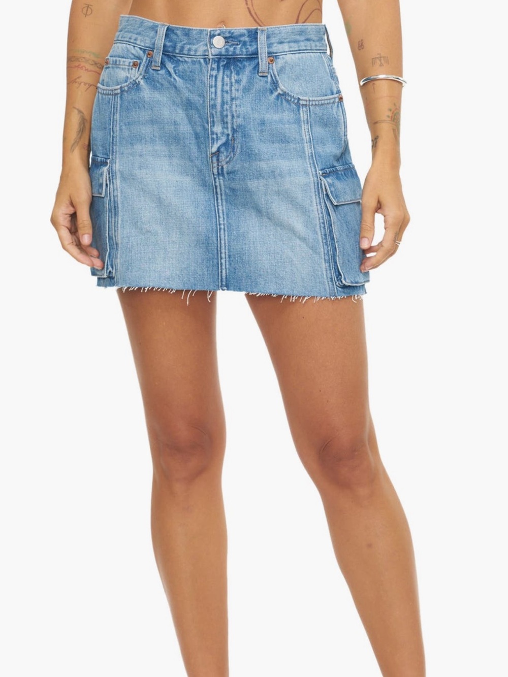 Pistola
Rhea Raw Hem Cargo
Denim Miniskirt